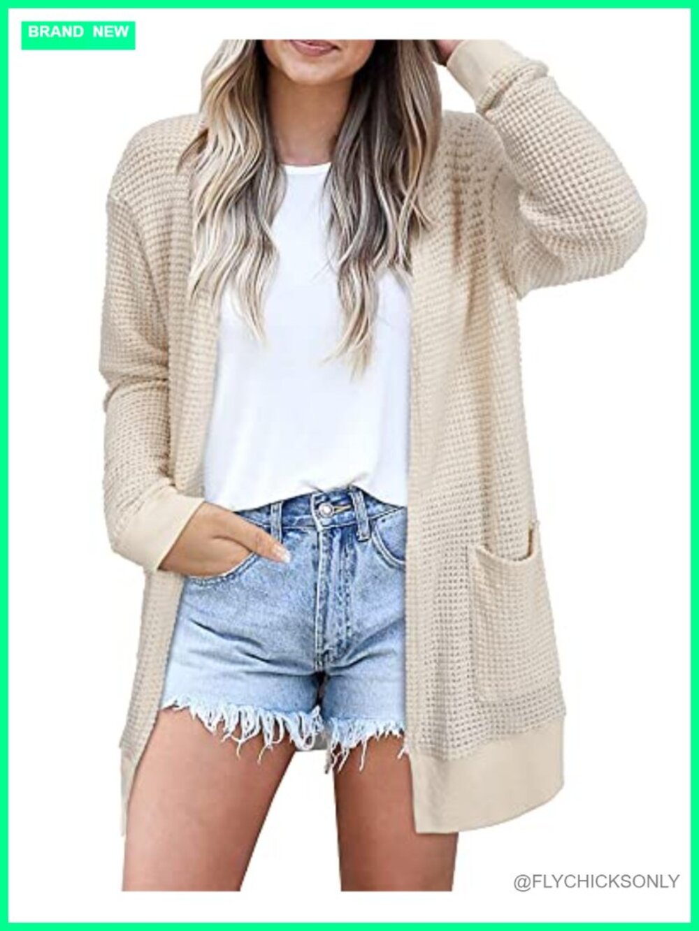 Women's Lightweight Open Front Cardigan Sweater with Pockets